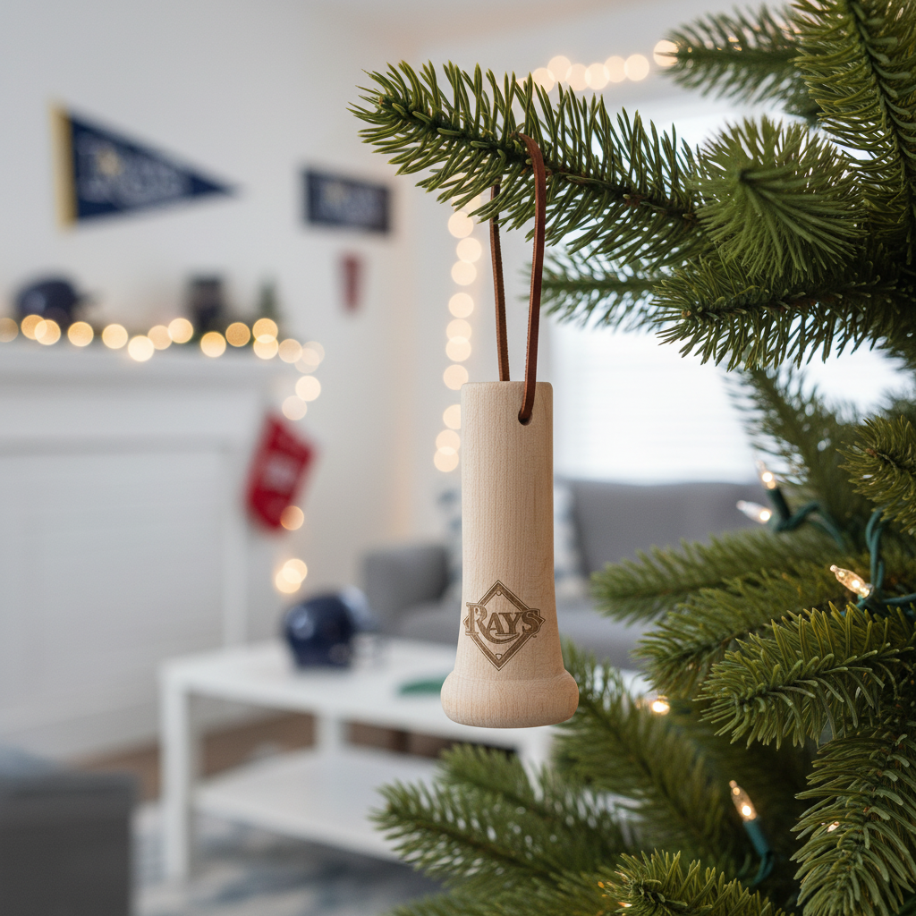 Tampa Bay Rays "TB" MLB Bat Knob Christmas Ornament - Dugout Mugs Laser Engraved Baseball Decor