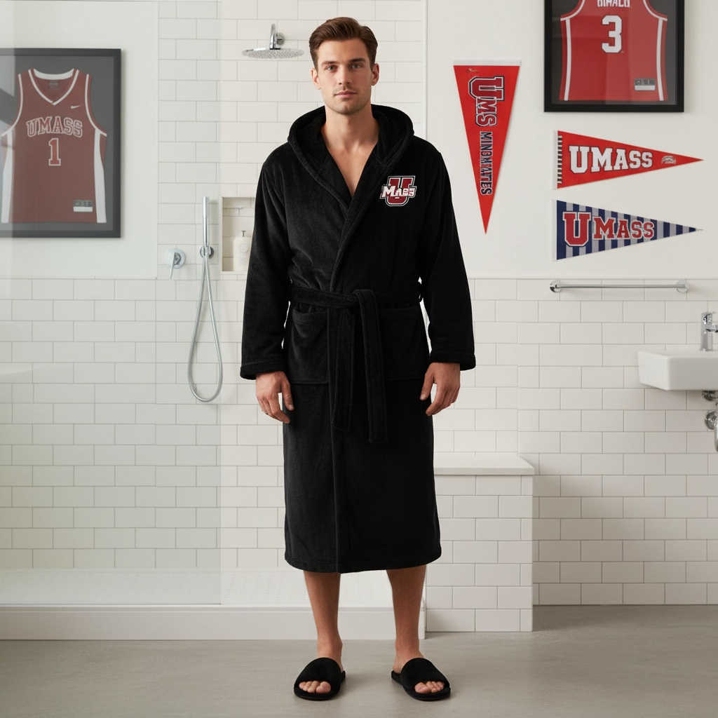 UMass Amhurst - Hooded Bathrobe Unisex Plush Lounge Robe