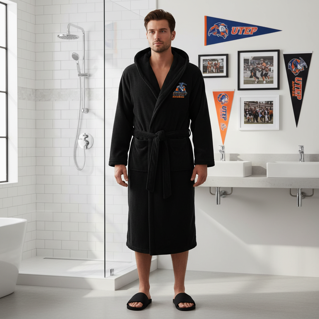 UTEP Miners - Hooded Bathrobe Unisex Plush Lounge Robe