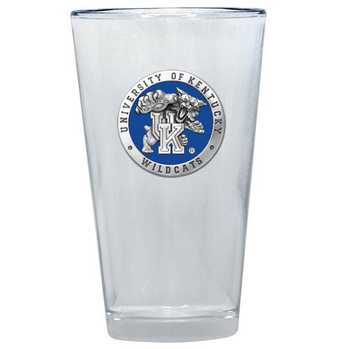 Clear glass with University of Kentucky Wildcats logo on a white background