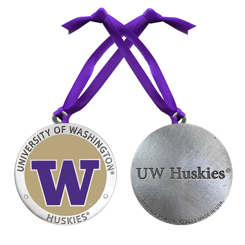 Two medals with University of Washington and UW Huskies branding on a white background.