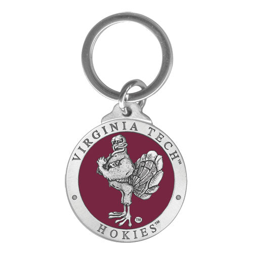 Keychain with Virginia Tech Hokies logo on a white background