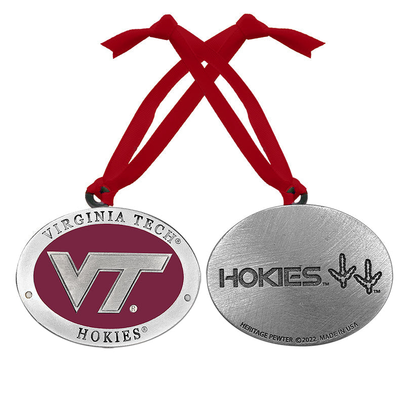 Medal with Virginia Tech Hokies logo and red ribbon on a white background