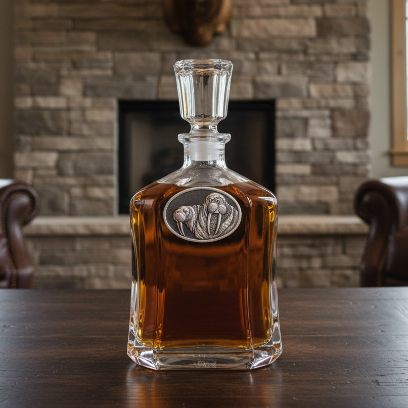Walrus Whiskey Capitol Decanter - 24oz with Fine Pewter Casting - Made in USA