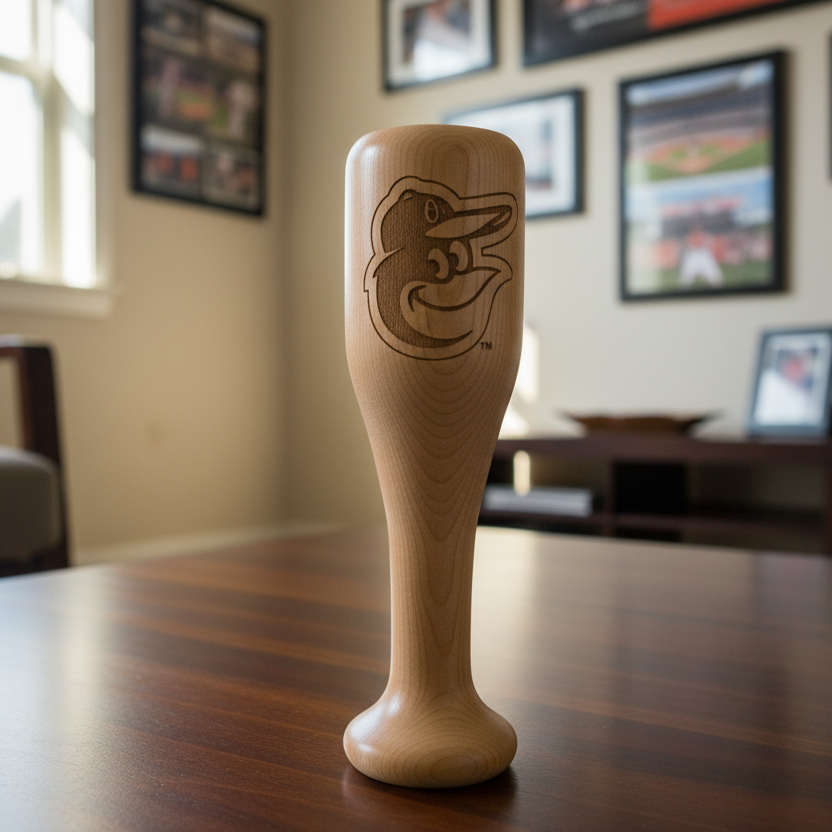 Baltimore Orioles Wined Up Baseball Bat Wine Mug – Officially Licensed MLB Solid Birch Wood Gift