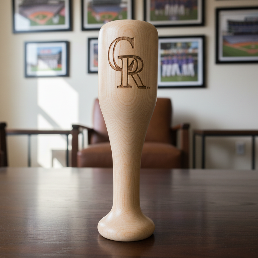 Colorado Rockies "CR" Wined Up Baseball Bat Wine Mug – Officially Licensed MLB Solid Birch Wood Gift