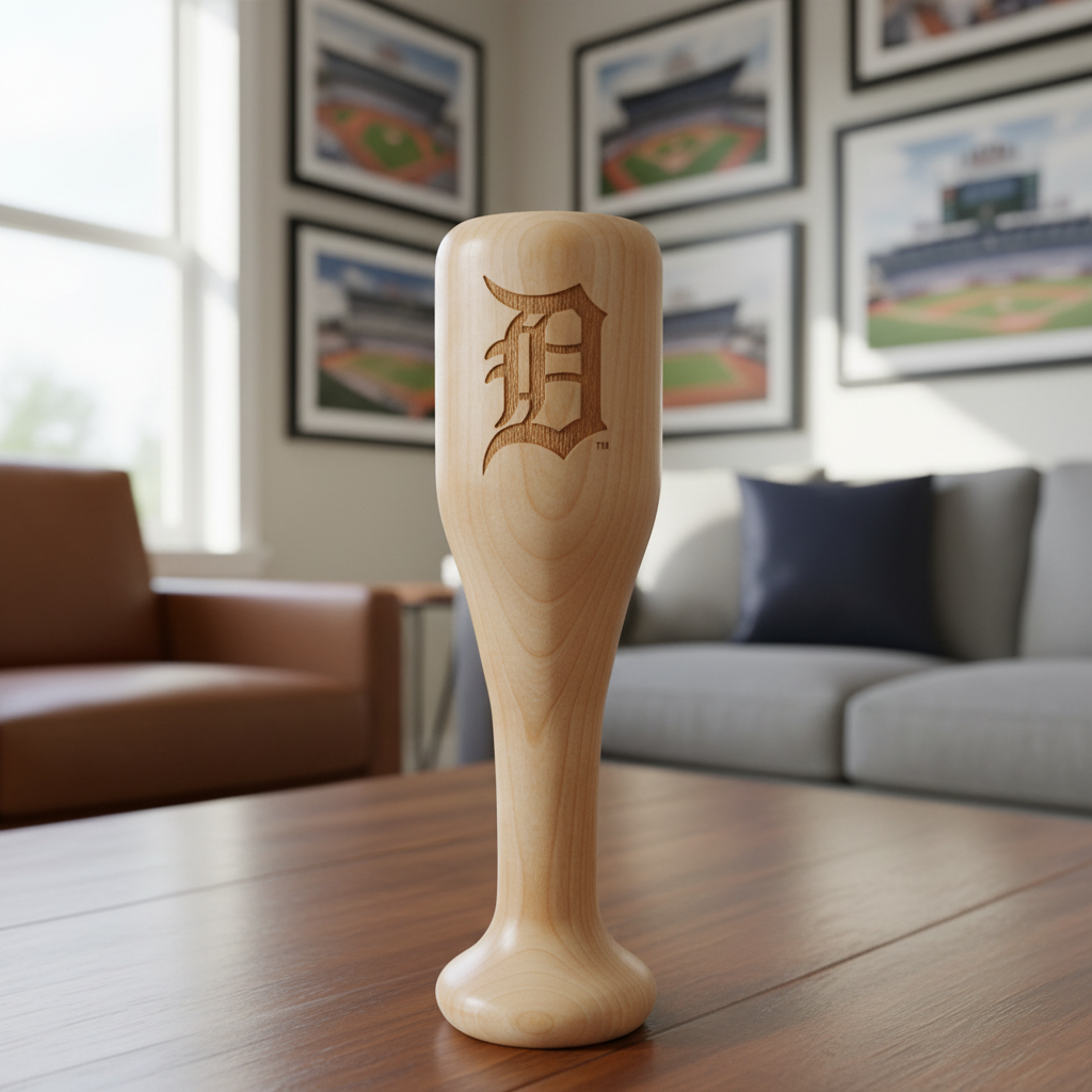 Detroit Tigers "D" Wined Up Baseball Bat Wine Mug – Officially Licensed MLB Solid Birch Wood Gift