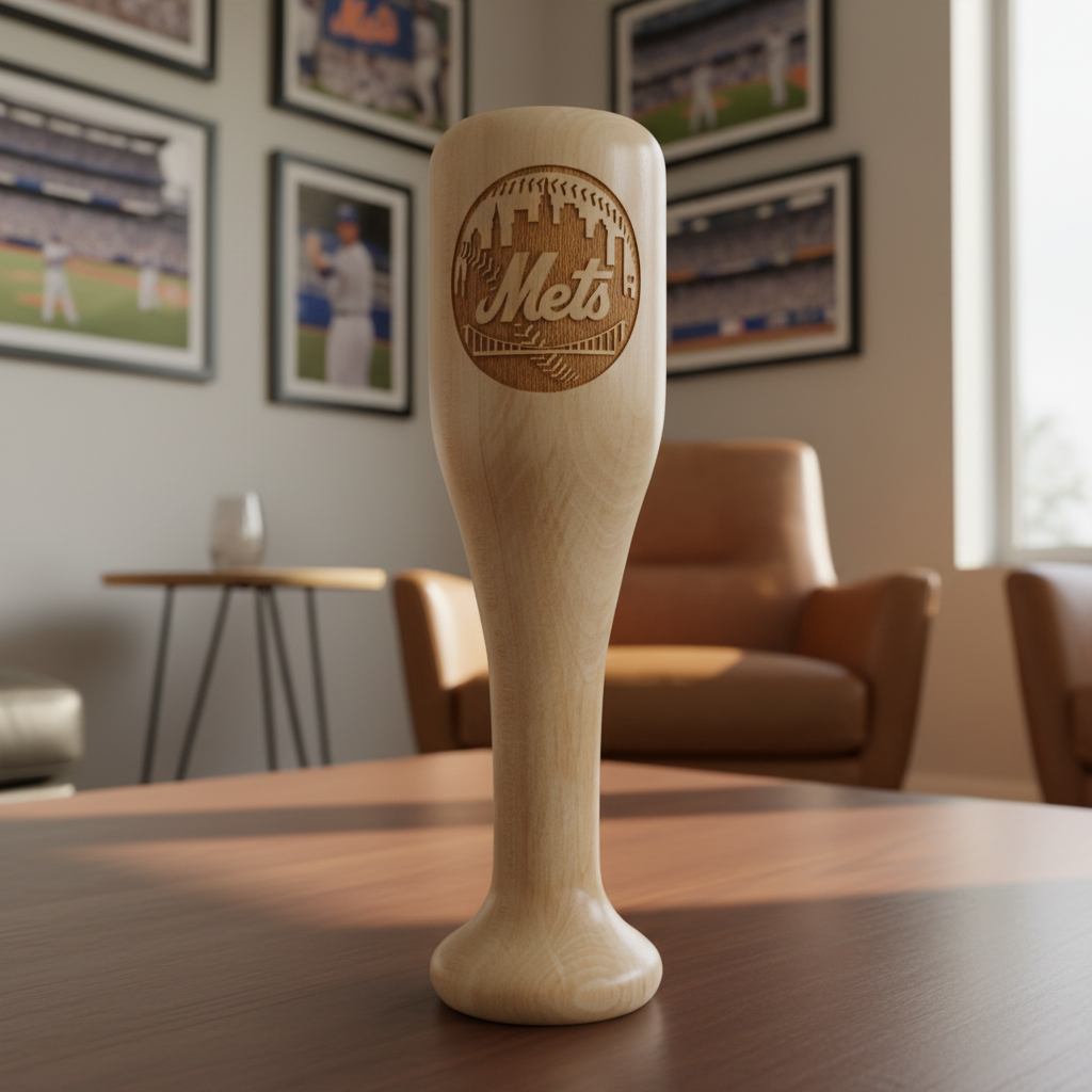New York Mets Wined Up Baseball Bat Wine Mug – Officially Licensed MLB Solid Birch Wood Gift