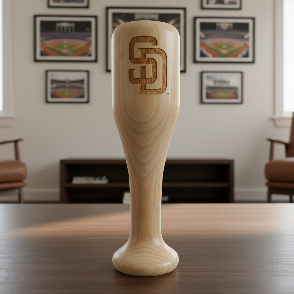 San Diego Padres "SD" Wined Up Baseball Bat Wine Mug – Officially Licensed MLB Solid Birch Wood Gift