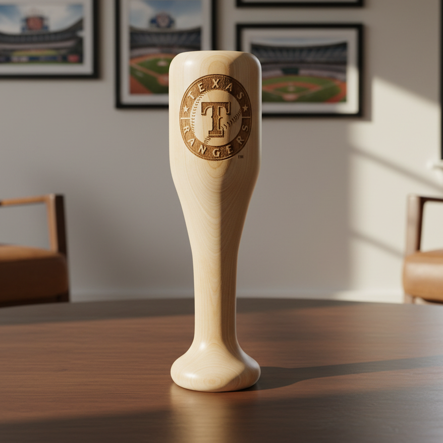 Texas Rangers Wined Up Baseball Bat Wine Mug – Officially Licensed MLB Solid Birch Wood Gift