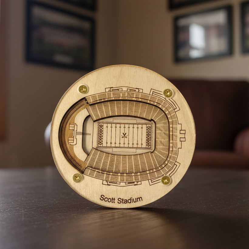 Charlottesville Stadium Map Art Coaster - Scott Stadium Edition