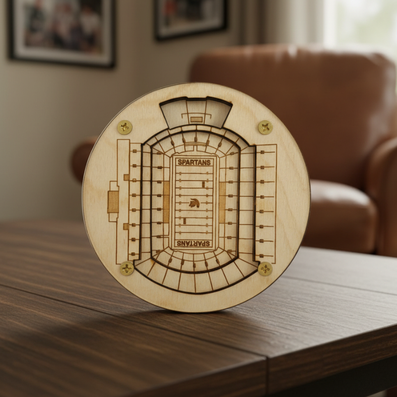 East Lansing Stadium Map Art Coaster - Spartan Stadium Edition