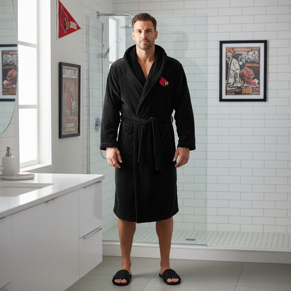 Louisville Cardinals - Hooded Bathrobe Unisex Plush Lounge Robe