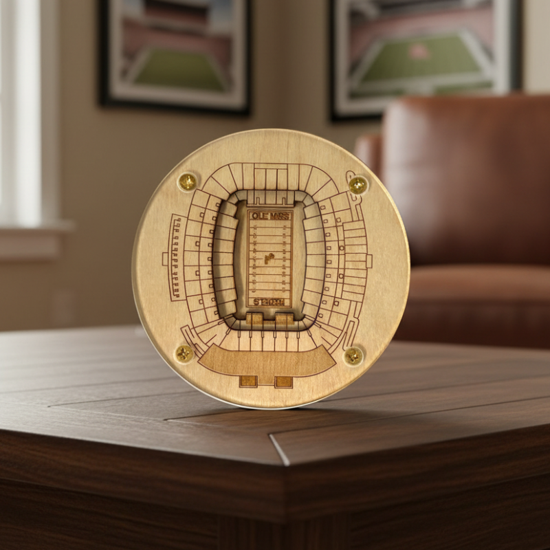 Oxford Stadium Map Art Coaster - Vaught–Hemingway Stadium Edition