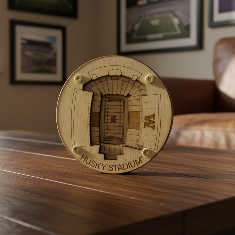 Seattle Stadium Map Art Coaster: Husky Stadium Edition