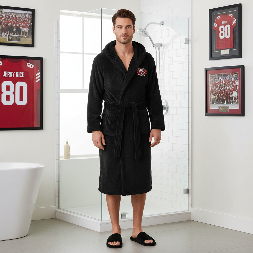 San Francisco 49ers official NFL hooded cotton bathrobe