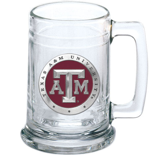 Texas A&M University beer stein with detailed pewter design