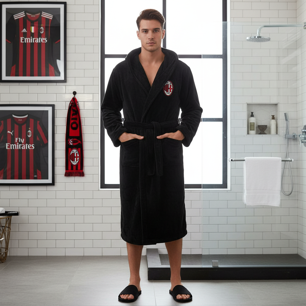 AC Milan - Hooded Bathrobe Unisex Plush Lounge Robe