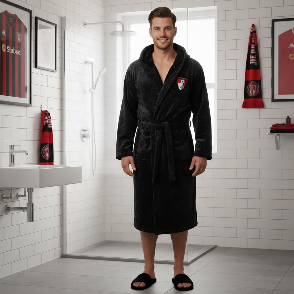 AFC Bournemouth - Hooded Bathrobe Unisex Plush Lounge Robe