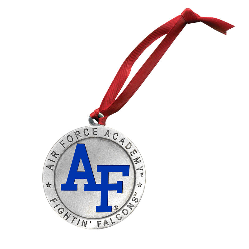 Medal with Air Force Academy logo and red ribbon on a white background