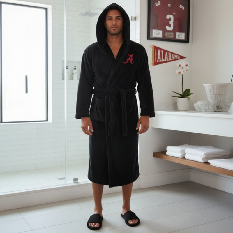 Alabama Crimson Tide - Hooded Bathrobe Unisex Plush Lounge Robe