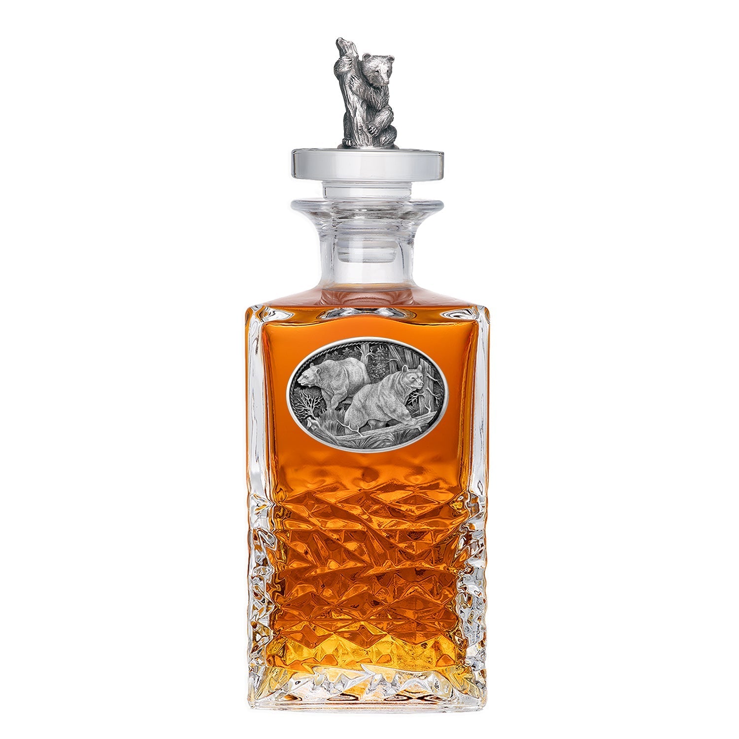 American Black Bear Heritage Whiskey Decanter - Fine Pewter & 3D Top