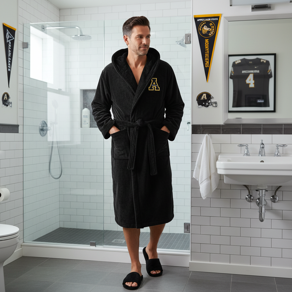 Appalachian State Mountaineers - Hooded Bathrobe Unisex Plush Lounge Robe