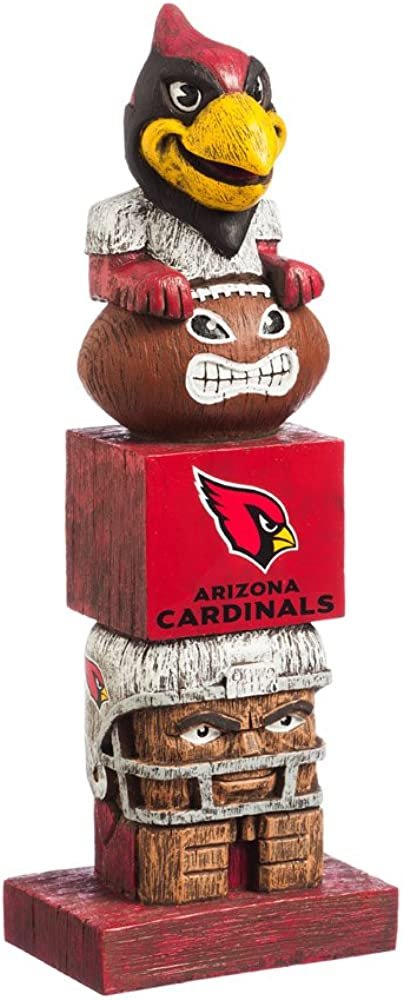 Tiki Totem with Arizona Cardinals logo and mascot on a white background