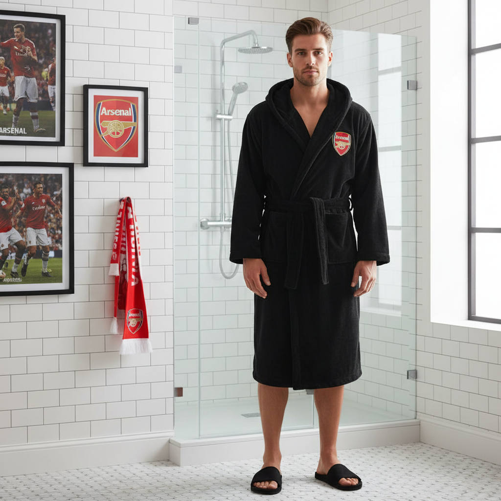 Arsenal F.C. - Hooded Bathrobe Unisex Plush Lounge Robe