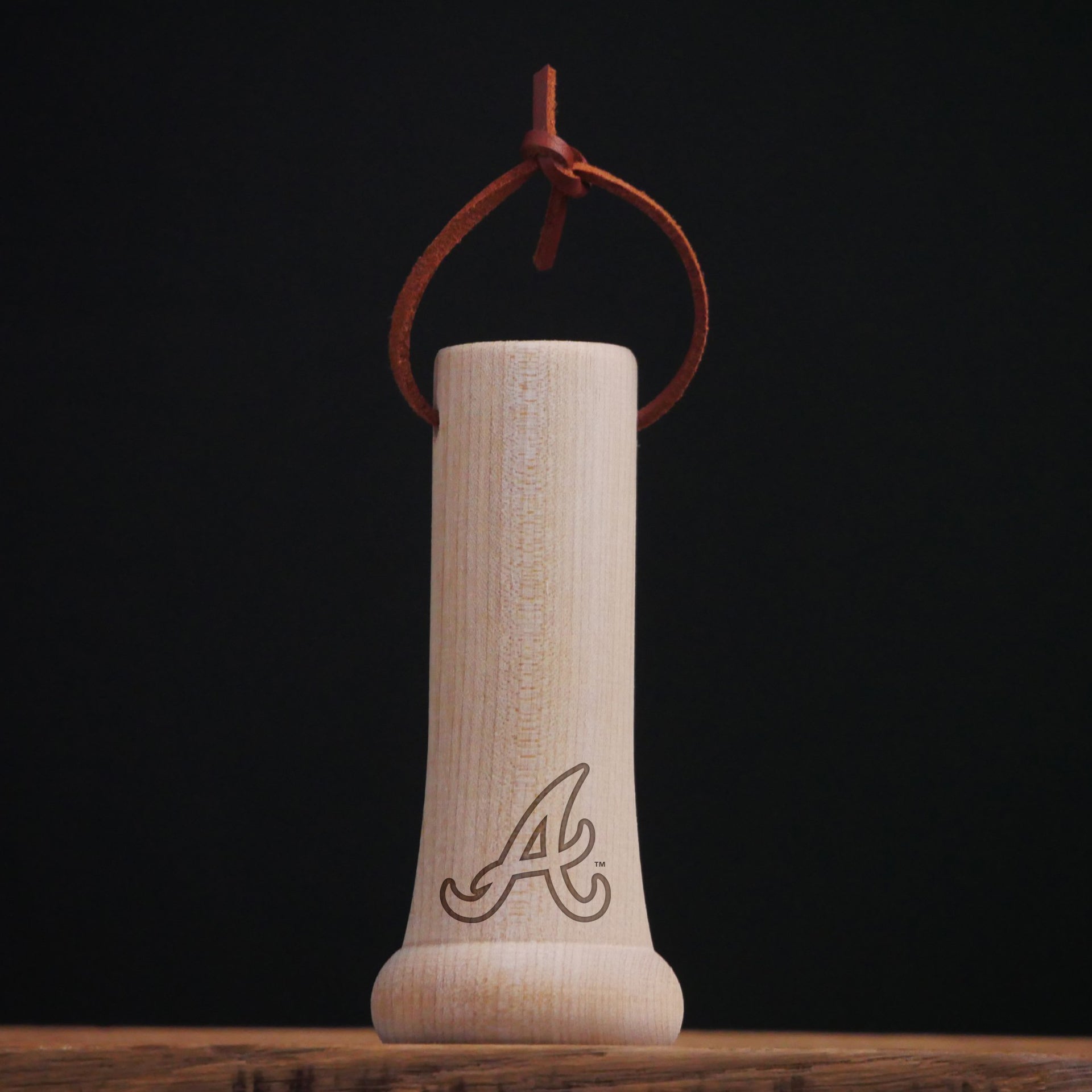 Atlanta Braves "A" MLB Bat Knob Christmas Ornament - Laser Engraved Baseball Decor
