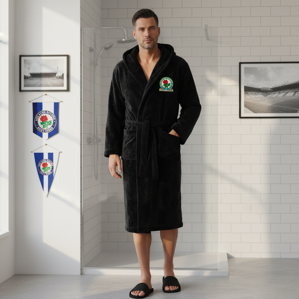 Blackburn Rovers FC - Hooded Bathrobe Unisex Plush Lounge Robe