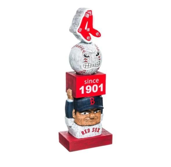 Baseball-themed figurine with a player, ball, and 'Red Sox' logo on a white background