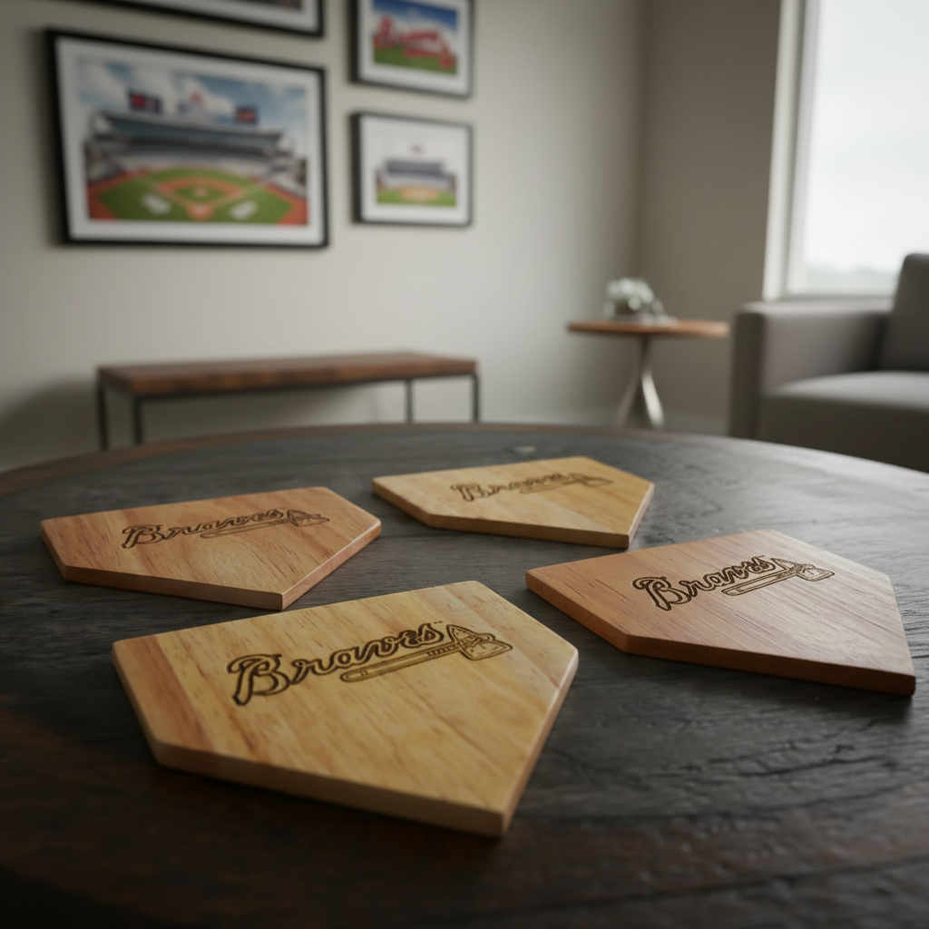 Atlanta Braves Wood Home Plate Coaster – Limited Edition Dugout Mug