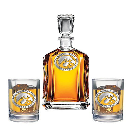 University of Iowa Capitol Decanter Set with 2 Glasses
