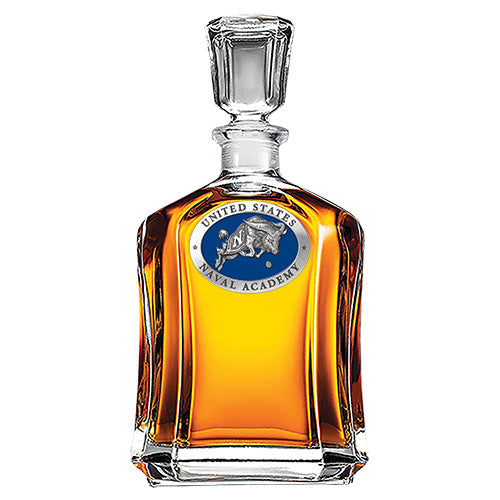 Decanter with United States Naval Academy logo on a white background