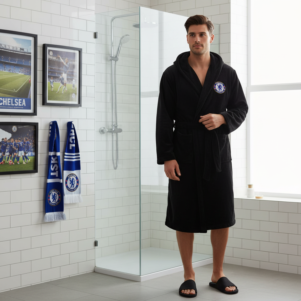 Chelsea Football Club - Hooded Bathrobe Unisex Plush Lounge Robe
