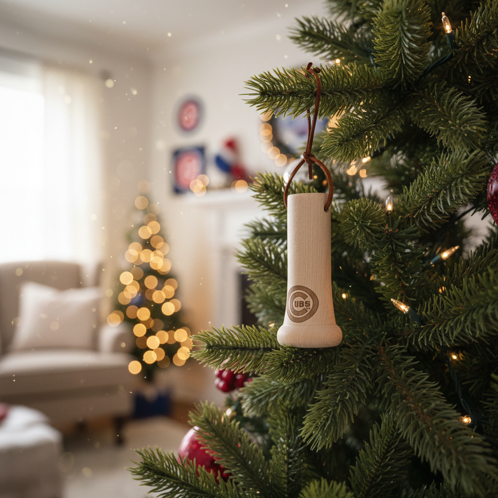 Chicago Cubs MLB Bat Knob Christmas Ornament - Laser Engraved Baseball Decor