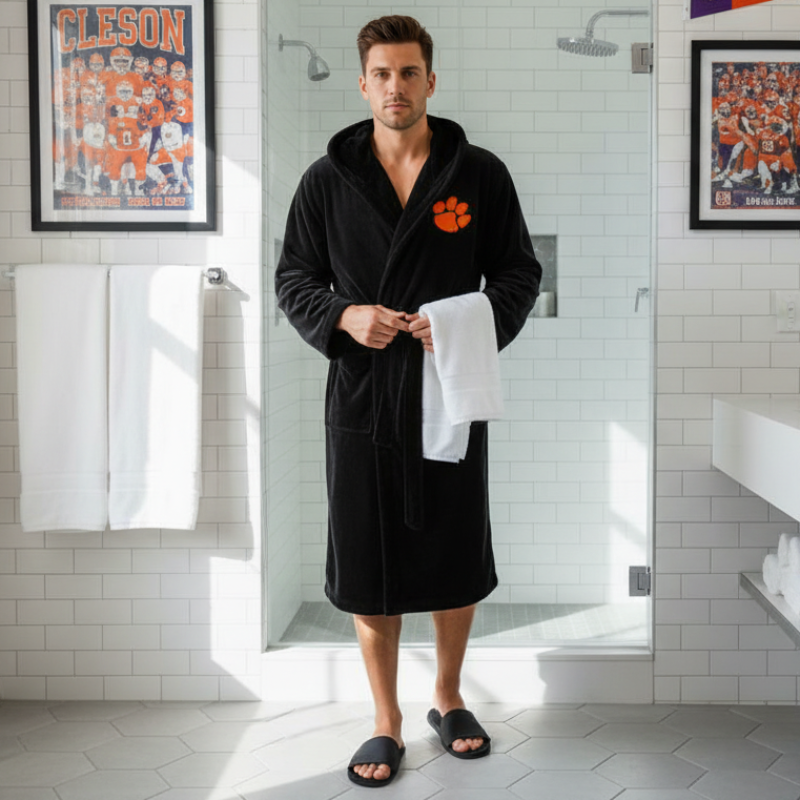 Clemson Tigers - Hooded Bathrobe Unisex Plush Lounge Robe