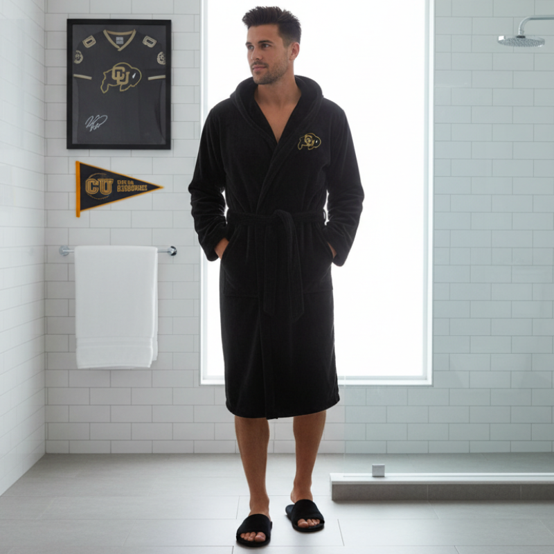 Colorado Buffaloes - Hooded Bathrobe Unisex Plush Lounge Robe