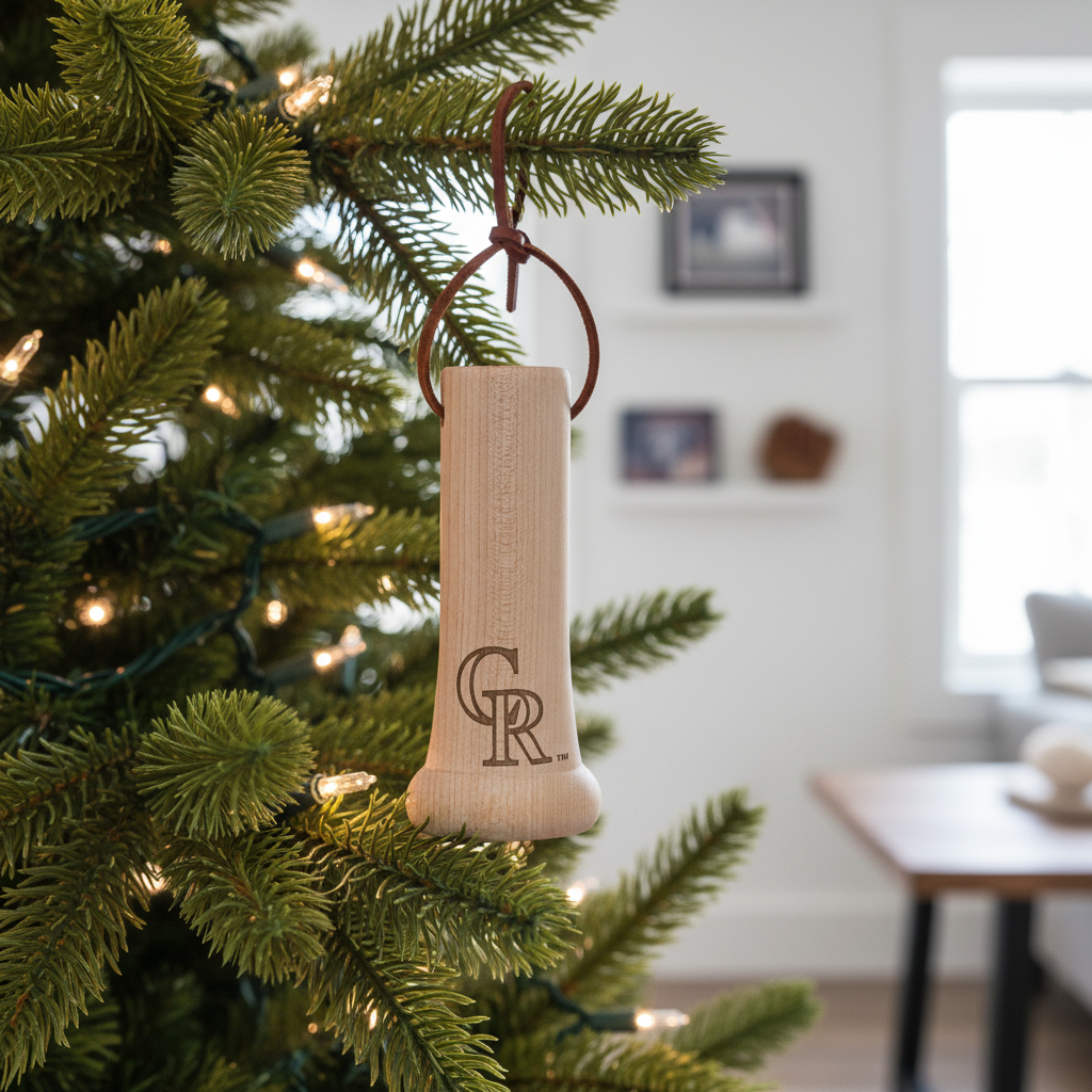 Colorado Rockies "CR" MLB Bat Knob Christmas Ornament - Laser Engraved Baseball Decor