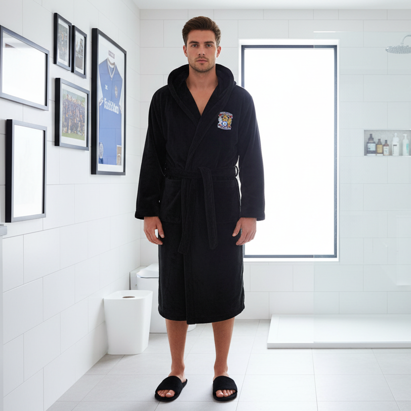 Coventry City FC - Hooded Bathrobe Unisex Plush Lounge Robe