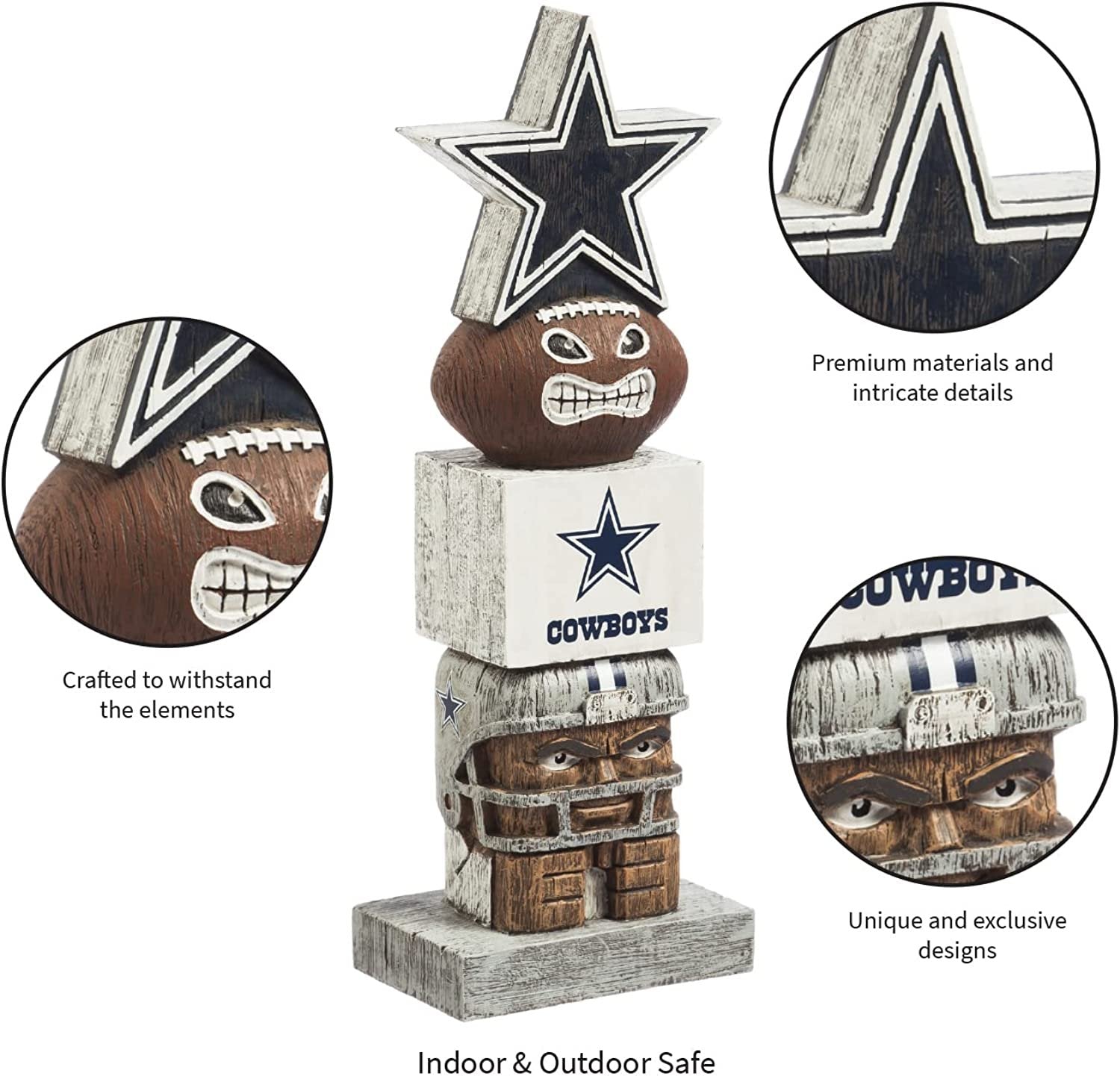 Dallas Cowboys Retro Tiki Totem Garden Statue - Vintage NFL Mascot Outdoor Decor & Man Cave Figurine