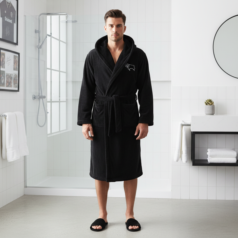 Derby County FC - Hooded Bathrobe Unisex Plush Lounge Robe
