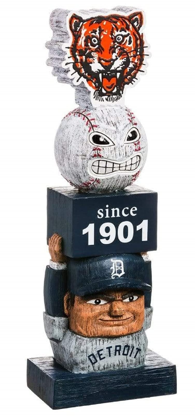 Detroit Tigers Retro Tiki Totem Garden Statue - Vintage MLB Mascot Outdoor Decor & Man Cave Figurine