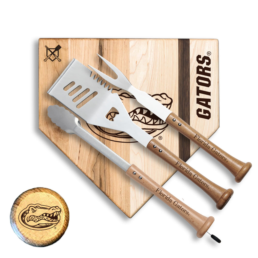 Florida Gators "Silver Slugger" BBQ Grill Set - 4-Piece Stainless Steel Tailgate Kit