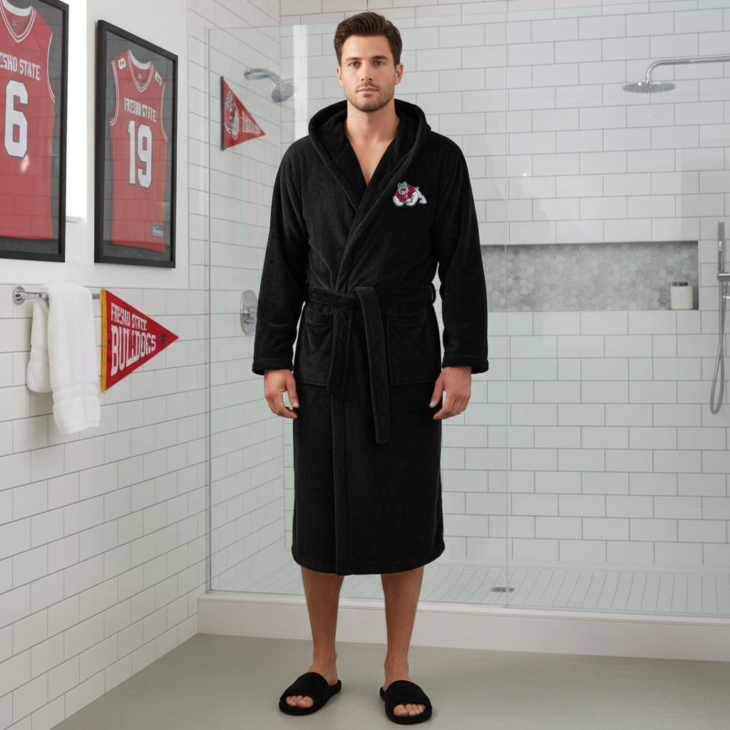 Fresno State Bulldogs - Hooded Bathrobe Unisex Plush Lounge Robe