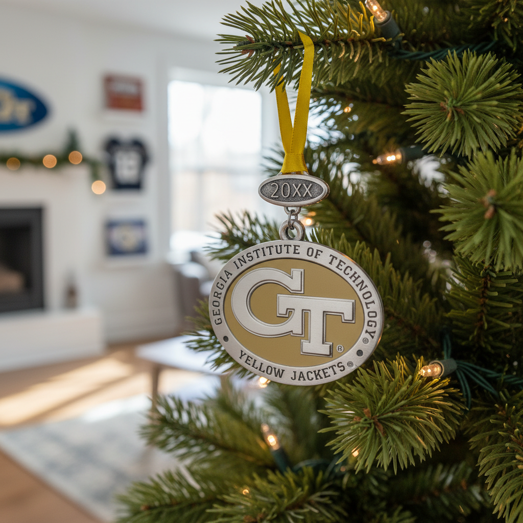 Georgia Institute of Technology Yellow Jackets ornament with gold ribbon