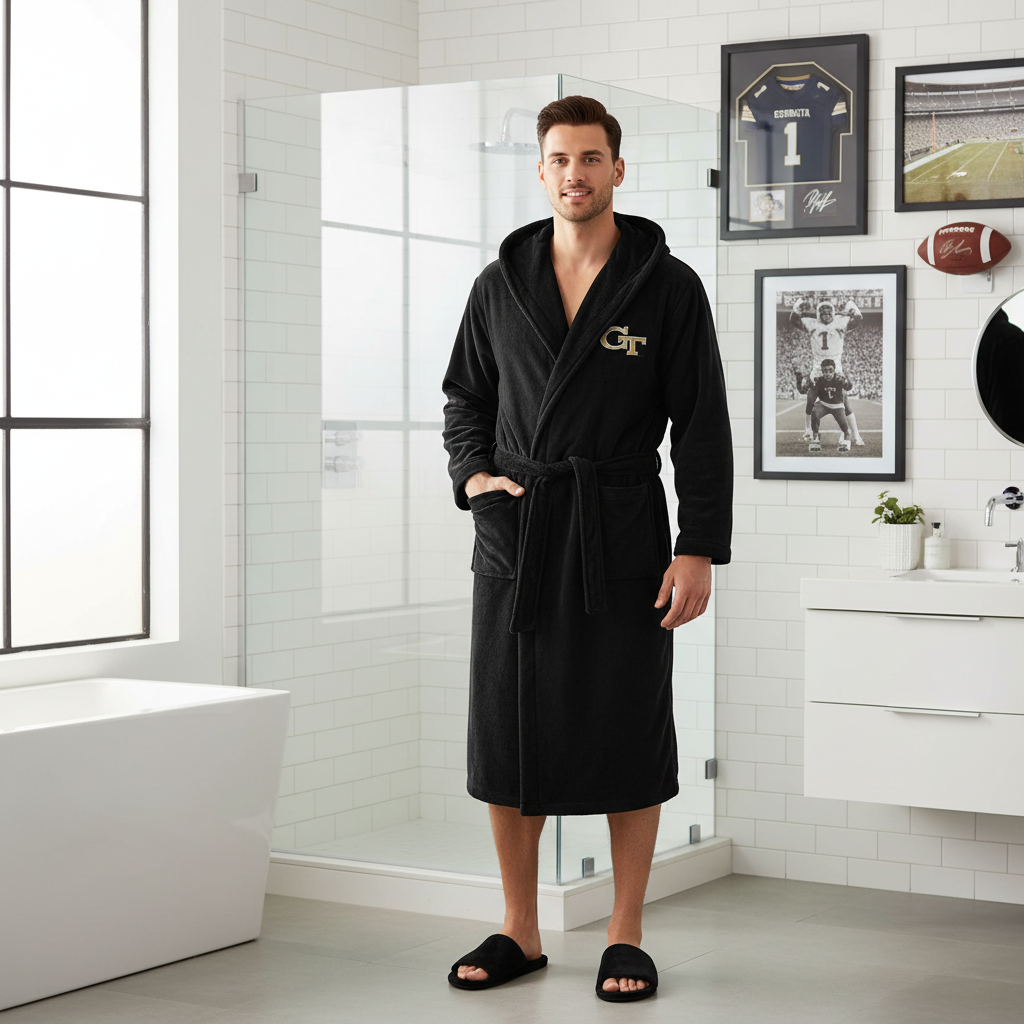 Georgia Tech Yellow Jackets - Hooded Bathrobe Unisex Plush Lounge Robe
