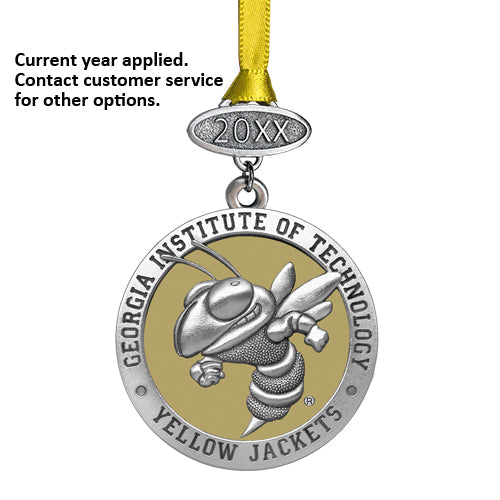 Medal with 'Georgia Institute of Technology Yellow Jackets' logo on a white background