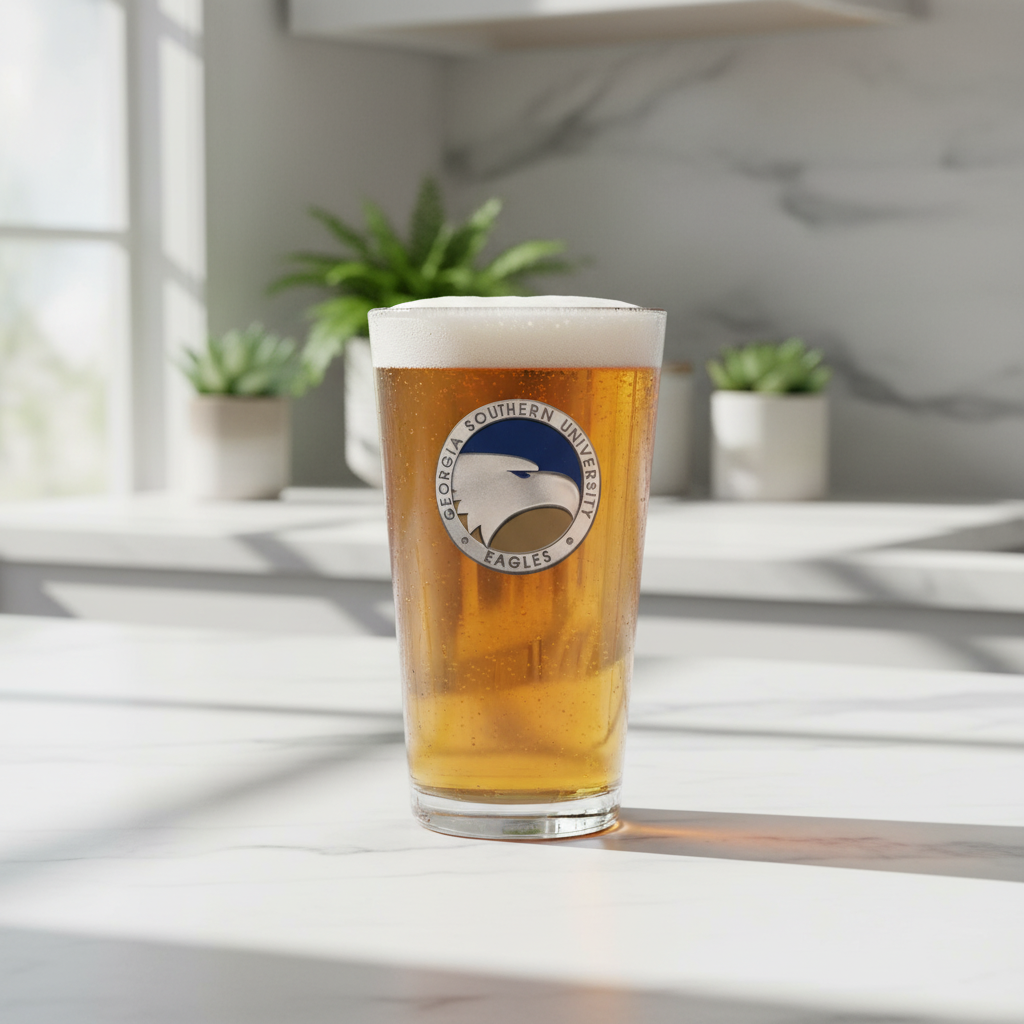 Clear glass with Georgia Southern University logo on a white background